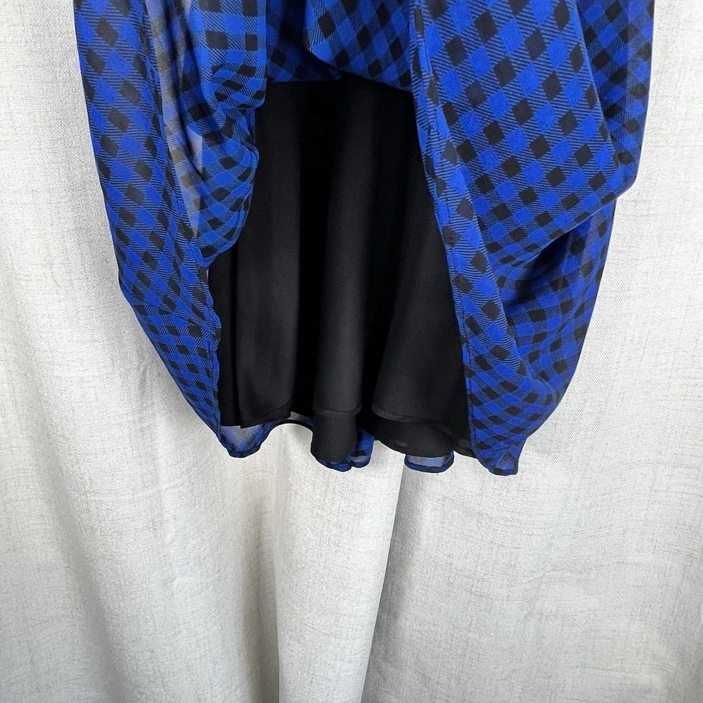 NEW! Polo Ralph‎ Lauren Girls 16 Royal Blue Black Gingham Chiffon Dress $75